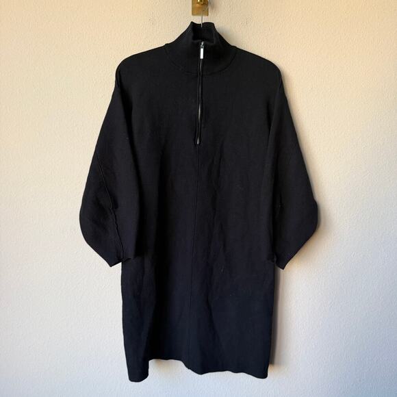 GESTUZ Black Zip Front Knit Mini Sweater Dress Size M - Picture 3 of 6
